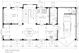 redraw 2d architectural floor plan, blueprint in autocad