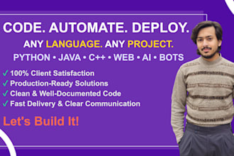 script python java cpp sql web ai bot programming projects coding developer task