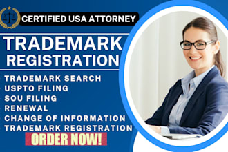 be your US attorney for filing, trademark registration, search, brand registry