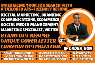 write digital marketing resume, communications, social media or entertainment cv