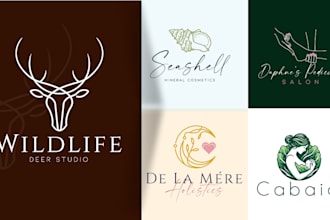 do feminine minimalist hand drawn botanical boho logo design