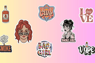 design custom aesthetic stickers, icons, pins and unique graffiti