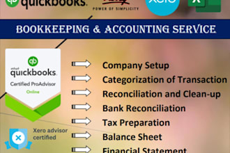 setup, clean up and generate financials profit and loss, balancesheet, cash flow