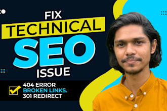 fix  404 error, broken links, and implement 301 redirects