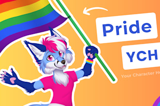 draw detailed pride furry ych art, lgbt, fursona