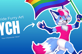 draw pride furry ych art, lgbt, furry or feral character