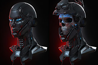 made 3d realistic robotic character with facial rig, full body rig and animation