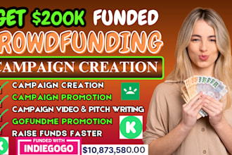 crowdfunding campaign creation and promotion on gofundme, kickstarter, indiegogo