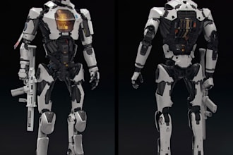 create 3d robot character, full body rig and animation in blender, maya or ue5