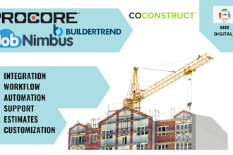 setup jobnimbus, procore, coconstruct, buildertrend, sumoquote