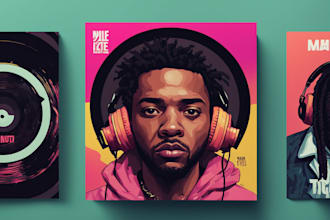 draw your single or mixtape album cover art cartoon