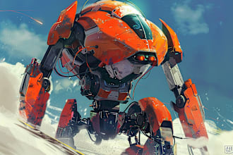 create cute mecha character and friendship portrait