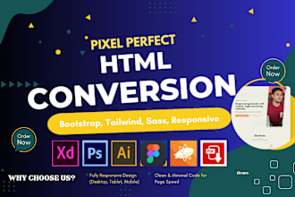 convert your figma to HTML, xd to HTML, PSD to HTML , bootstrap 5 responsive