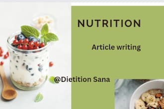 write SEO articles for health, food, and nutrition as nutritionist