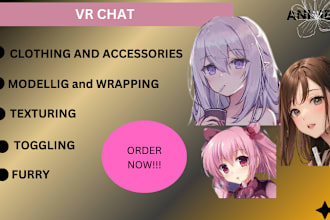 texture and edit furry, human, and anime vrchat avatars, 3d model, vtuber