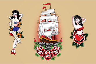 draw  american traditional tattoo design