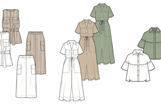 create technical fashion illustrations, fashion cads