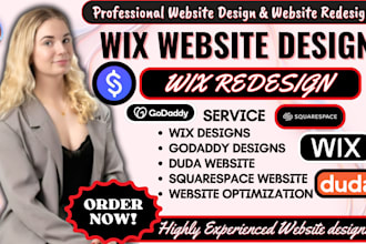 design, redesign wix website, squarespace website, webador, duda godaddy website