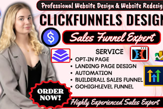 build clickfunnels sales funnel, leadpages, systeme io, gohighlevel automation
