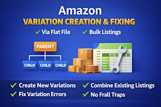 create amazon variation listing or fix amazon listing via feed flat file