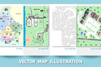 illustrate 2d vector map, city map, campground site