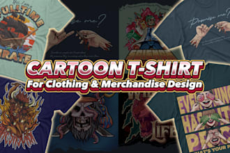 create amazing cartoon tshirt illustration for clothing and merchandise design