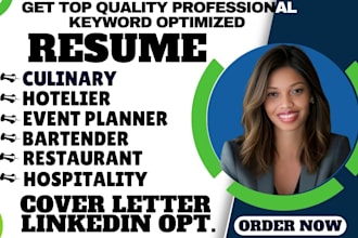 write a culinary event planner bartender tourism restaurant hospitality resume