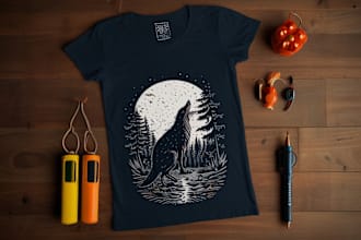 create animal linocut tshirt design for brands