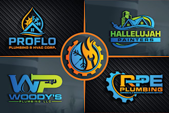 design plumbing heating cleaning hvac oil gas and air conditioning home logo