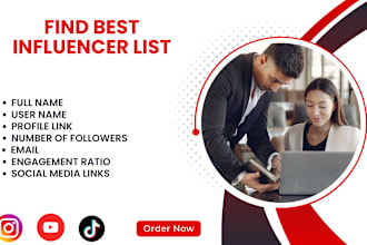 find the best instagram, youtube, tiktok influencer list for marketing