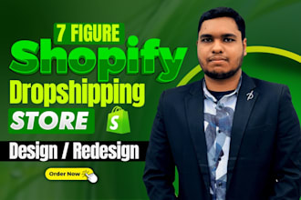 set up 7 figure shopify dropshipping store, copy, redesign shopify website