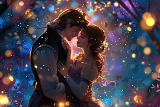 design a professional disney couple portrait