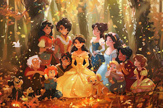 design a professional disney family portrait