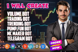 build trading volume bot, pump fun bot, bundle bot, telegram bot on evm solana