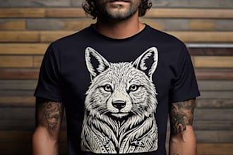 make a animal linocut tshirt design for brands