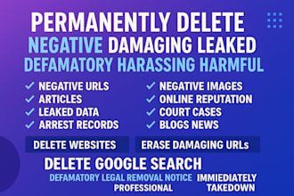 remove mugshots unwanted defaming negative link,bad article from google by dmca