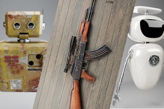 create 3d hard surface modeling and texturing for game art
