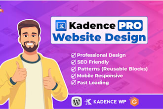 design or redesign wordpress website with kadence blocks, kadence pro