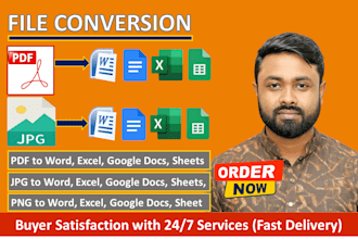 convert PDF to google docs, sheet, png to docs, sheet, jpg to word, excel