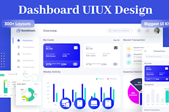 design dashboards, web apps, CRM and admin panel UI design for your project