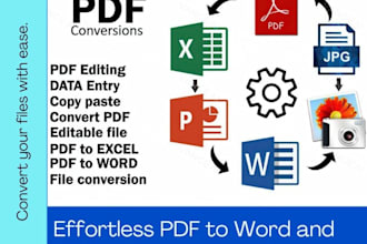 convert all PDF files to word, excel, word processing, ebook to pdf