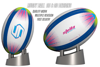 design 2d and 3d rugby ball football volleyball for you in 12 hours