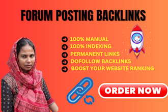 create 70 forum posting dofollow SEO backlinks for your web