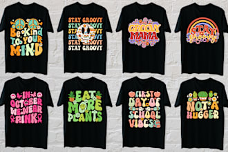 make groovy retro vintage hippie 70s designs for tshirts