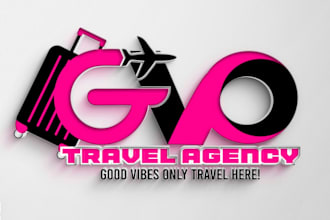 create travel, travel agency, tourism, beach, resort and vacation logo