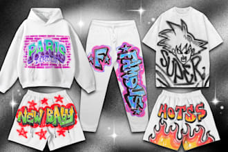do streetwear design with graffiti airbrush spray paint texture