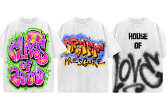 do graffiti y2k with spray paint airbrush texture for merch