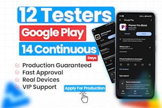 provide 12 premium google play closed testing for your app or game