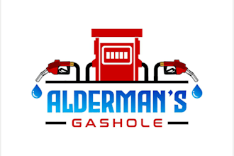 do creative minimalist business gas pump station logo design