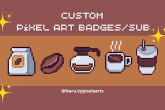 design custom pixel art twitch,discord badges,emotes